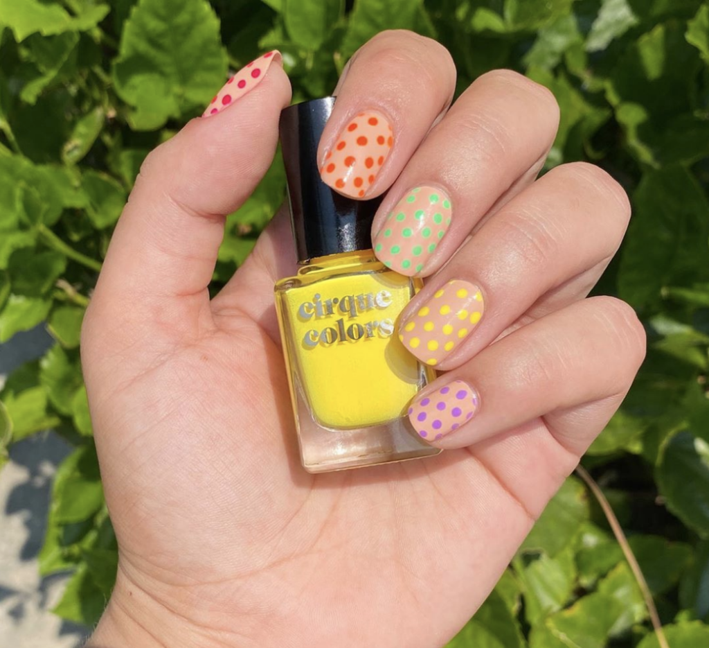 Neon Polka Dotted Nails