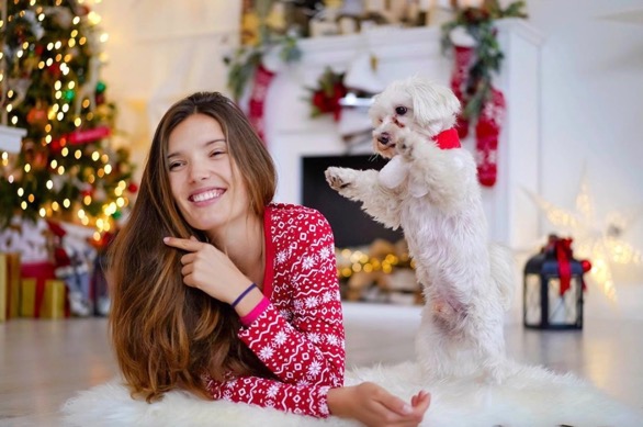 Dog and Owner Christmas photo
