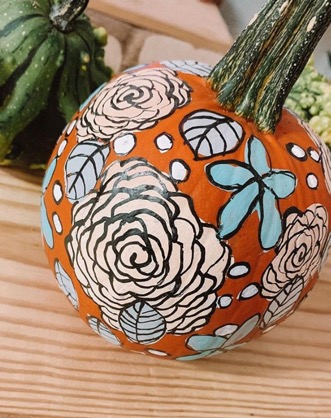 Floral Painted Pumpkin