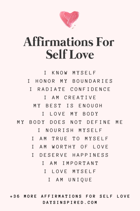 Learn to Love Yourself with 50 Inspiring Self Love Affirmations - Days ...