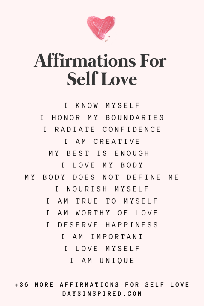 self love affirmations pin