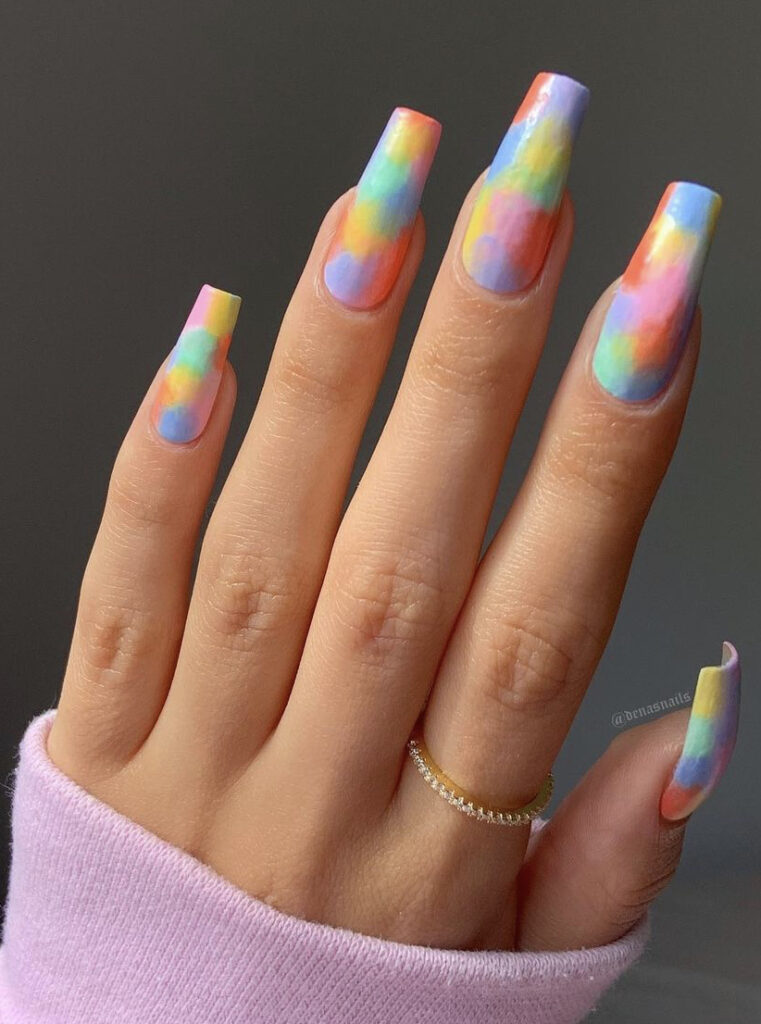 pastel rainbow summer nails