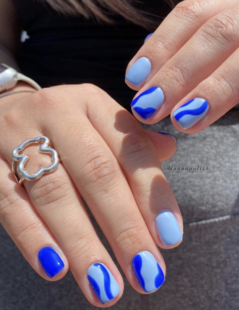 blue waves summer nails
