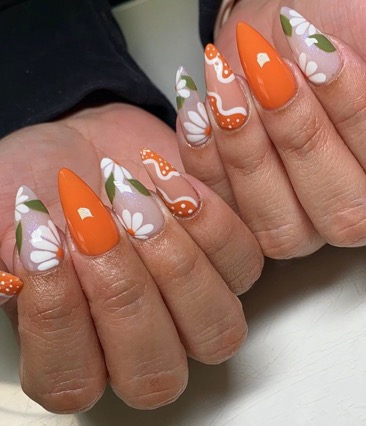 Fun Orange Fall Nails