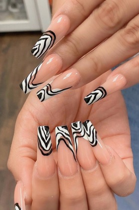 Black and White Fall Nails