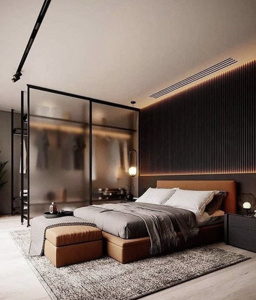 Luxury bedroom with room divider