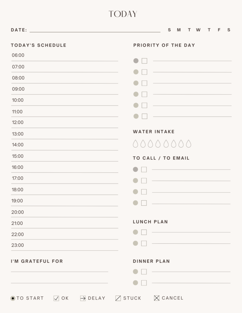 modern minimal daily planner free