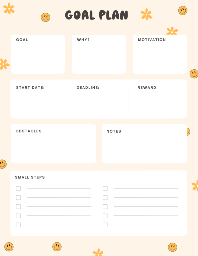 Smiley Doodles Free Goal Setting Planner Template