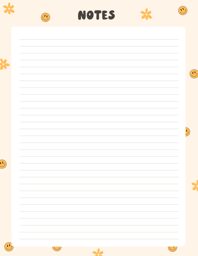 Smiley Doodles Notes Page Template
