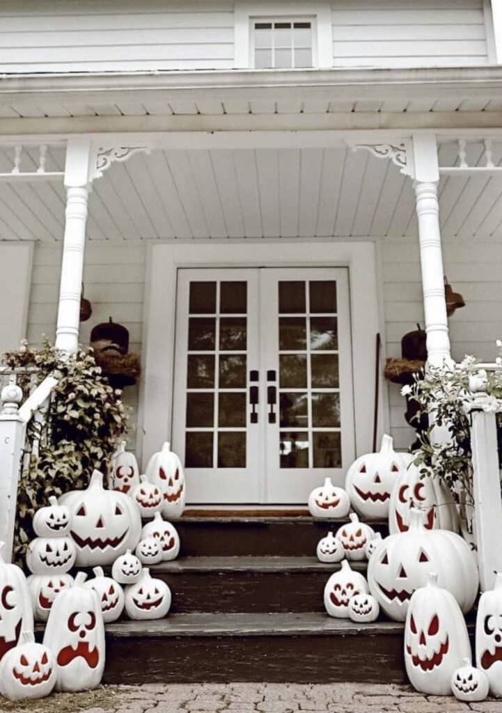 monochrome fall halloween porch