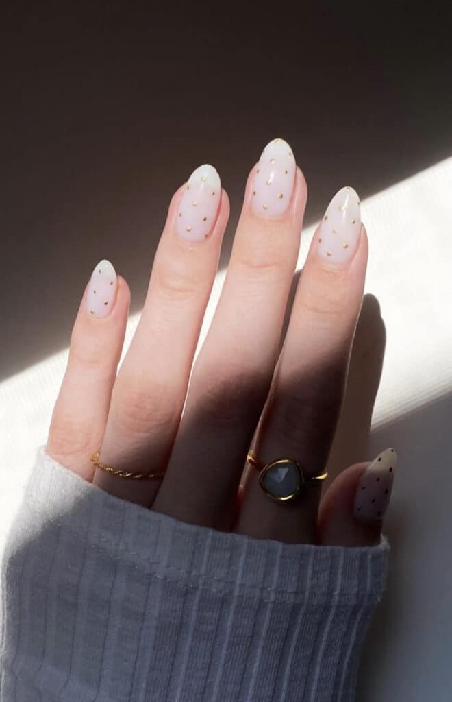 Pearled Nails with Gold Dots