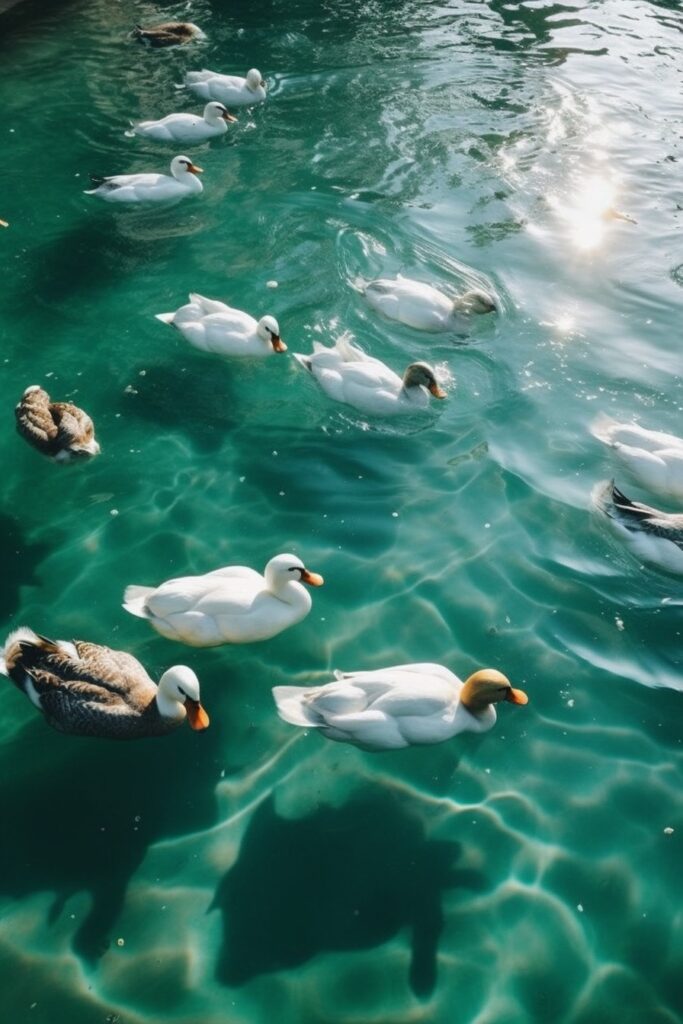 Cute Ducks Swimming Wallpaper