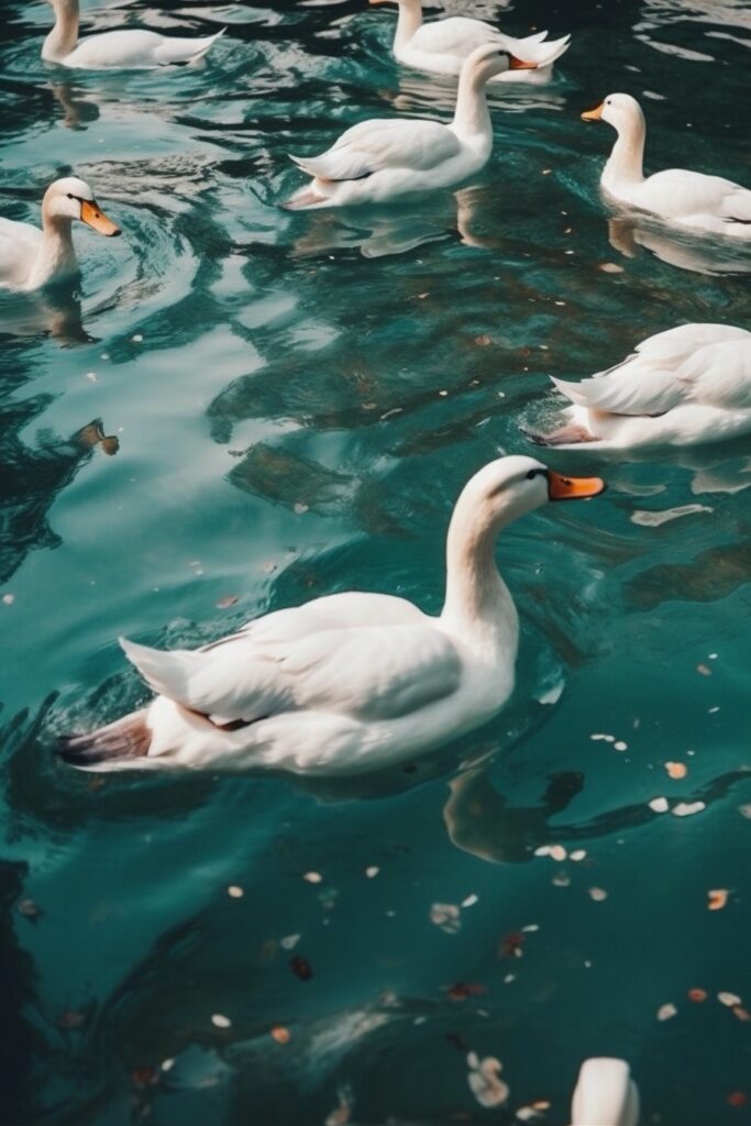 Cute Ducks Swimming Wallpaper