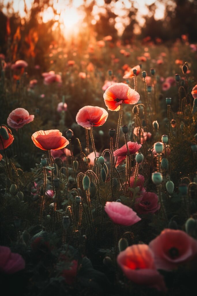 Poppies in a Field Summer Phone Wallpaper