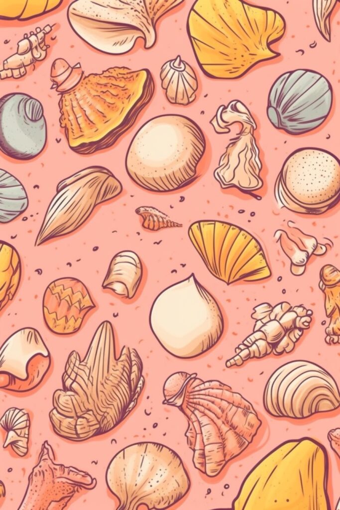 Illustrated Seashells Phone Wallpaper