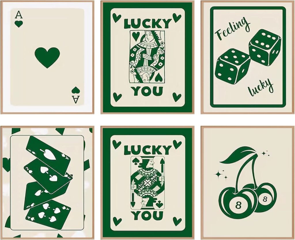 Vintage Inspired Green Playing Cards Wall Art