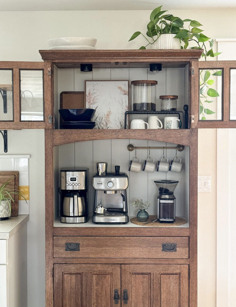 Wooden Armoire Coffee Station