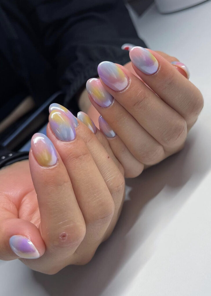 Unicorn rainbow gradient nails