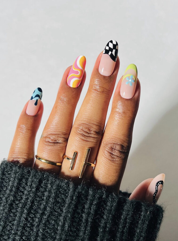 y2K Colorful Mix and Match Nail Designs