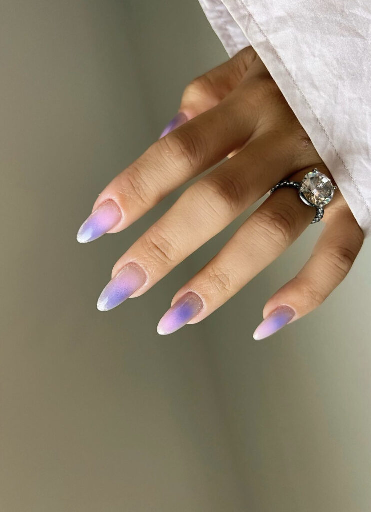 Baby Pink and Purple Aura Nails