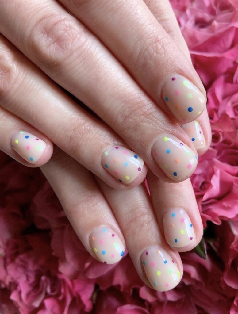 Simple Rainbow Dot Designs Nails