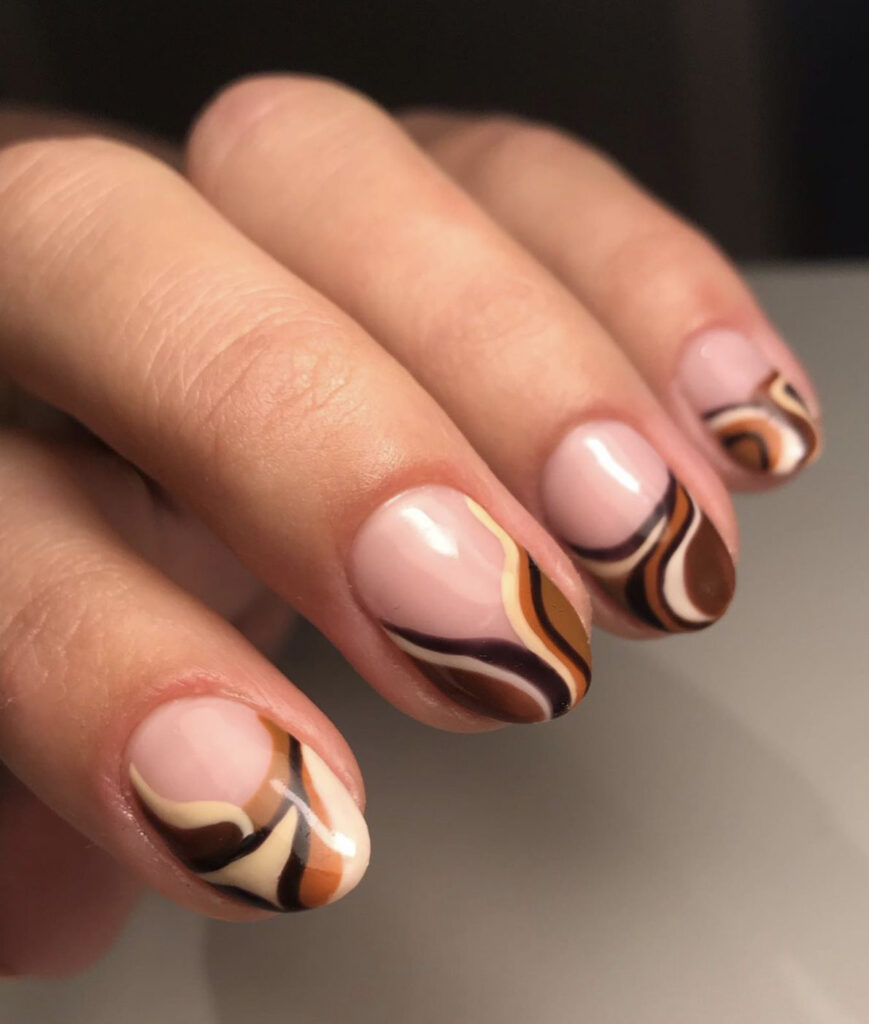 Shades of Brown Funky Marbled Tips