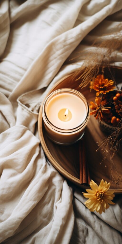 Cozy Fall Flat Lays with Blankets & Candles Wallpaper