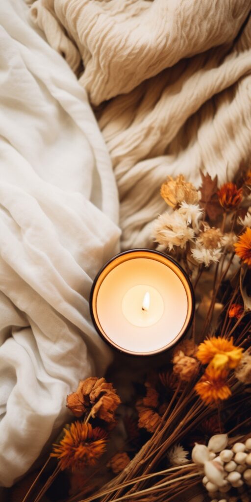 Cozy Fall Flat Lays with Blankets & Candles Wallpaper