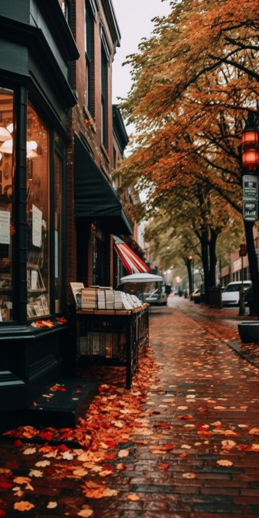 Cozy Bookstore in the Fall Scene