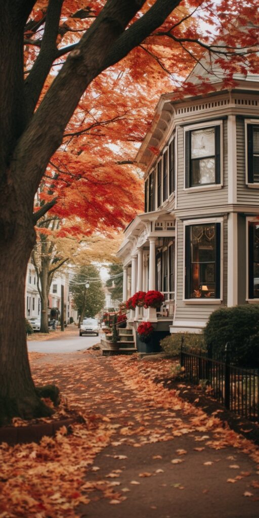Charming New England Town Fall Scene