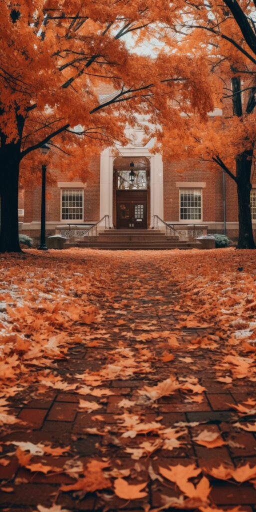 University covered in Orange Leaves Scenes