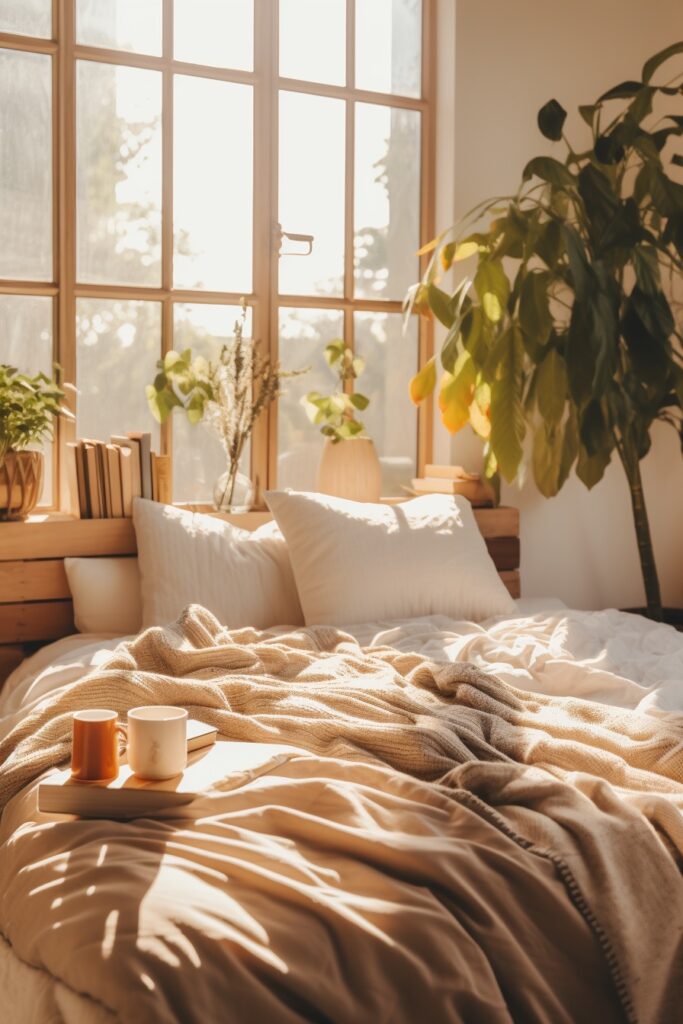 Bohemian Minimalist Bedroom with Plants