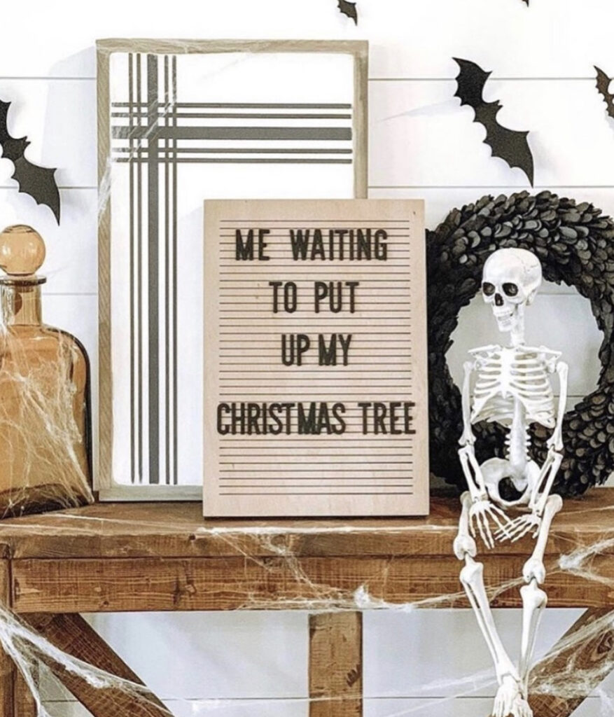 letterboard with halloween decor & quote