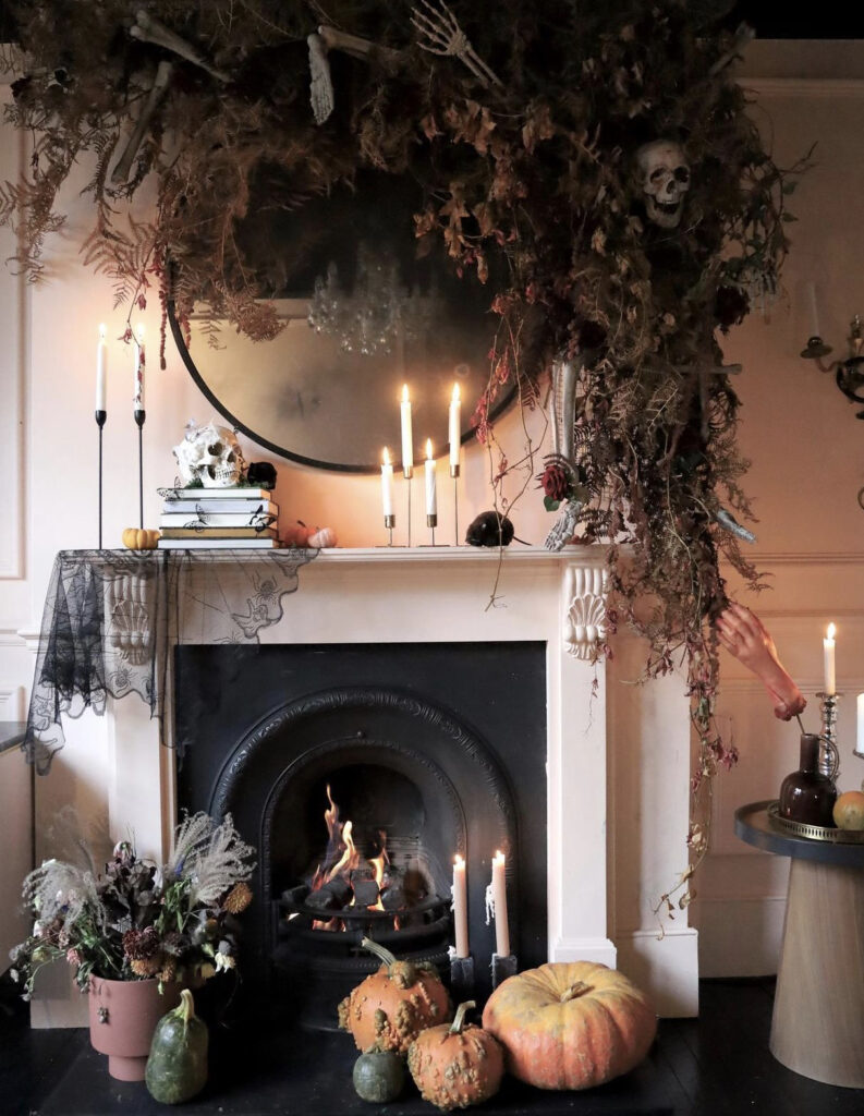 Mantle with Dramatic Greenery & Skeletons