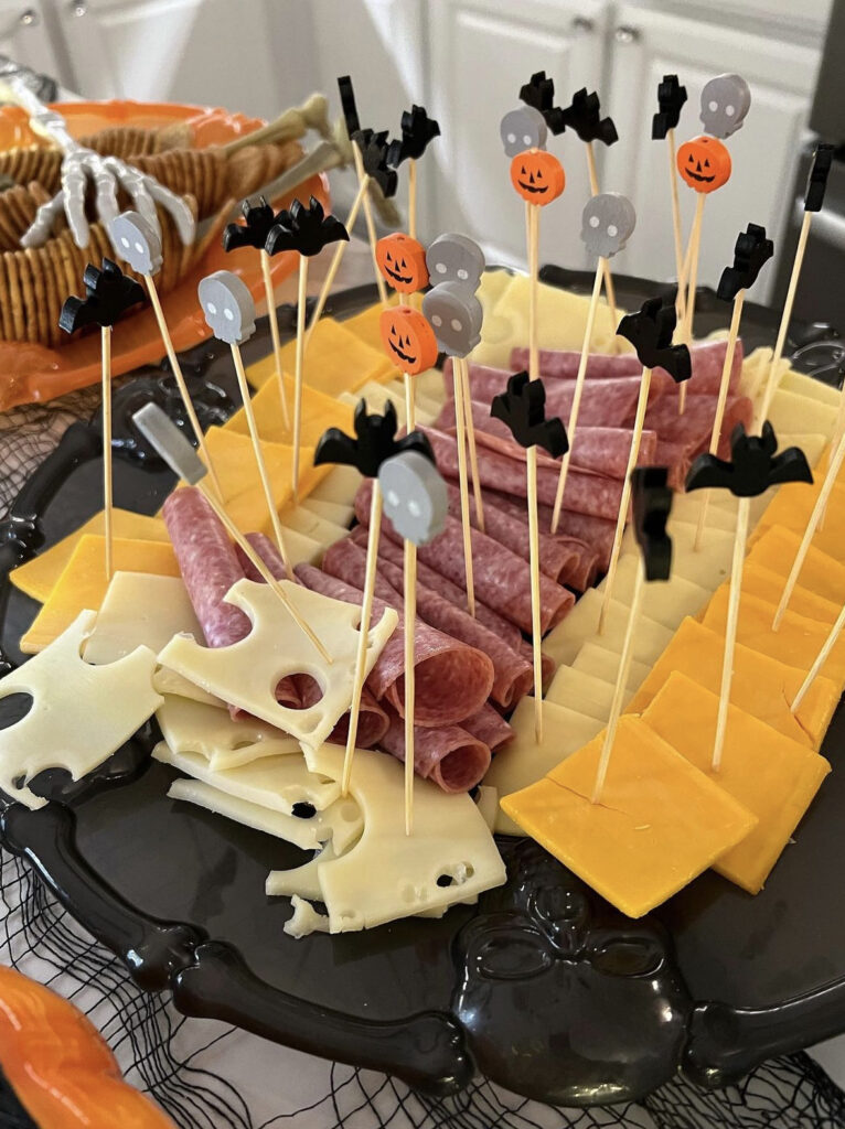Spooky Skewers with Meat and Cheese