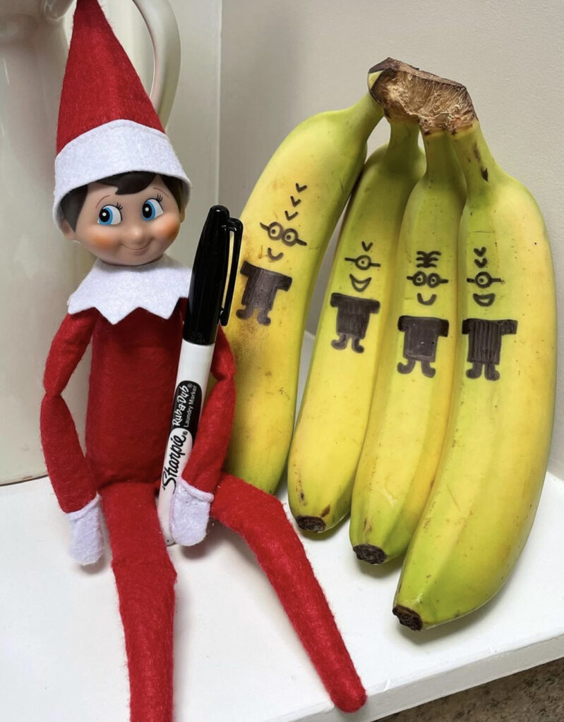 Elf turned the bananas into minions with sharpie