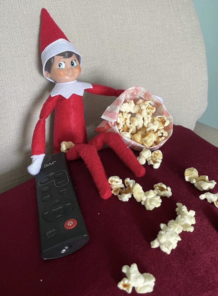 Elf caught with the TV on and a bag of popcorn