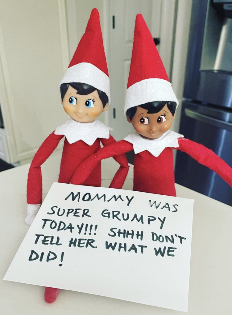 The elves wrote on mom’s forehead!