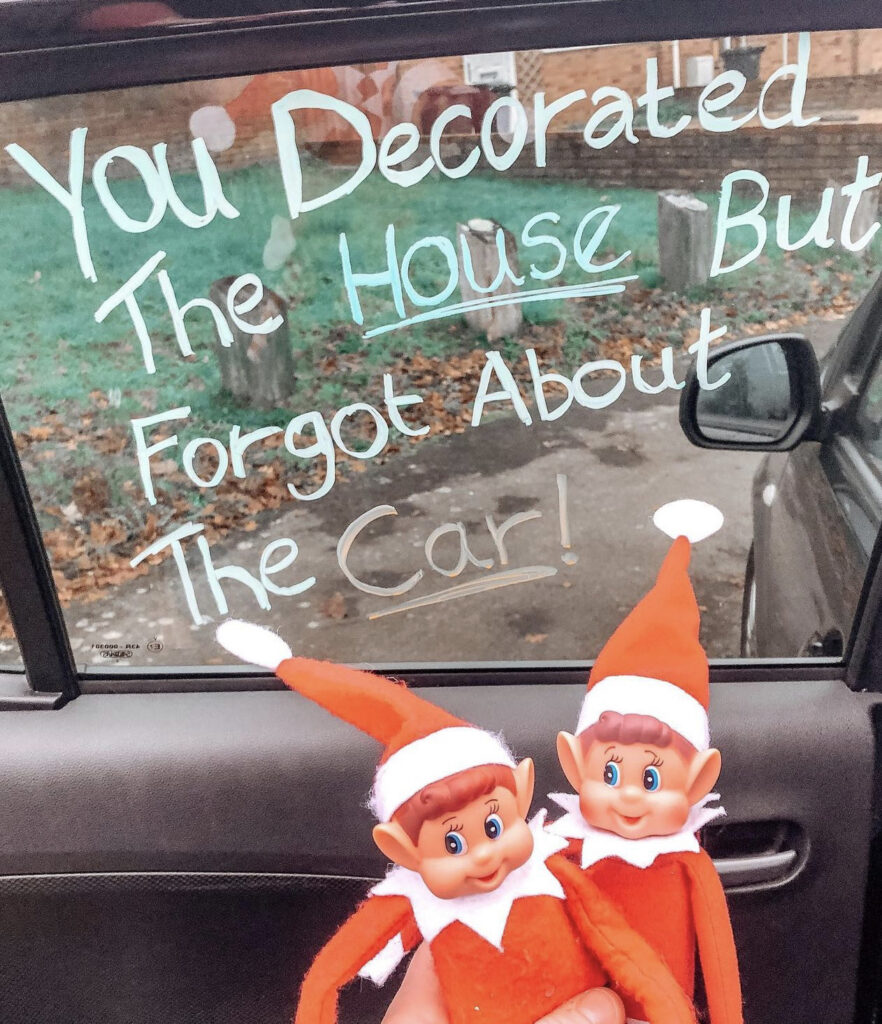 Elves decorated the car