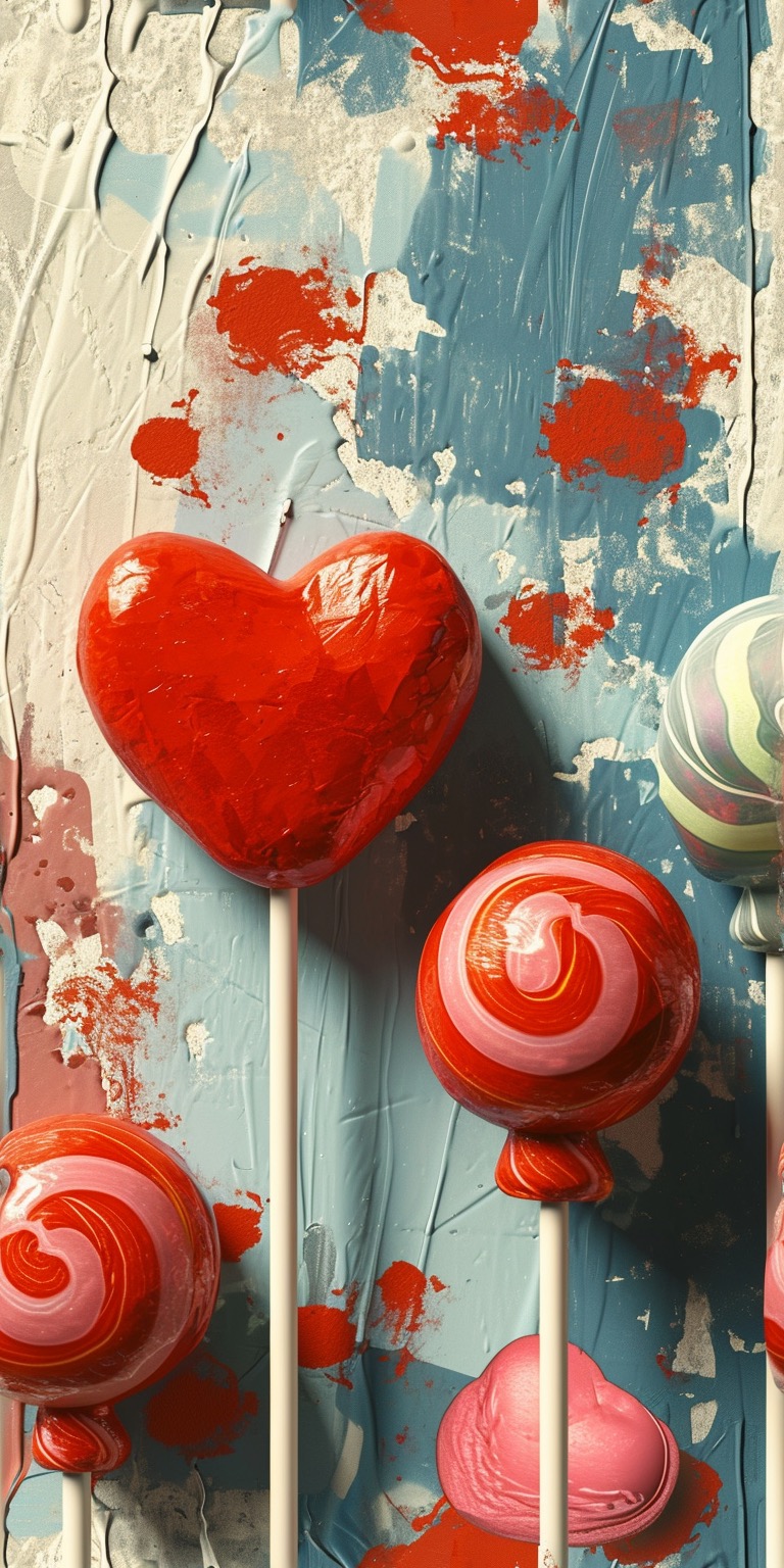 Heart Shaped Lollipop Valentine’s Day Phone Wallpapers
