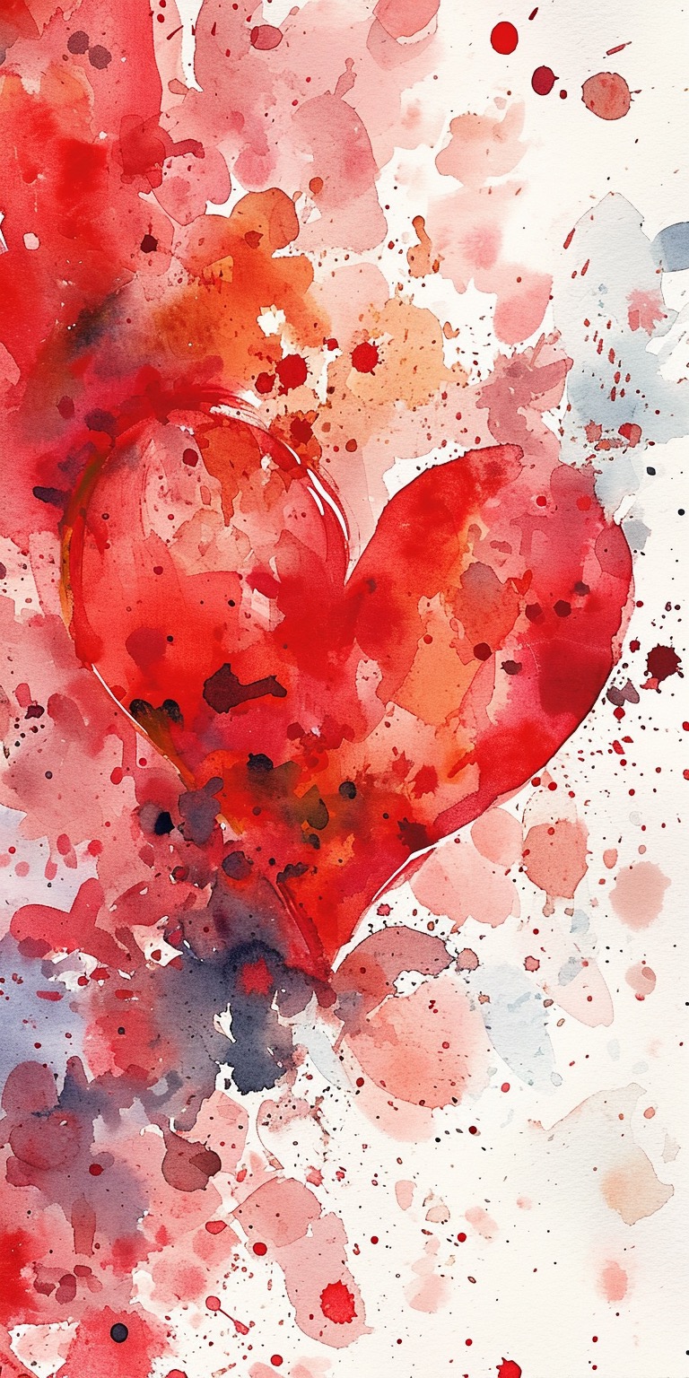 Watercolor Painting Inspired Hearts Phone Wallpapers