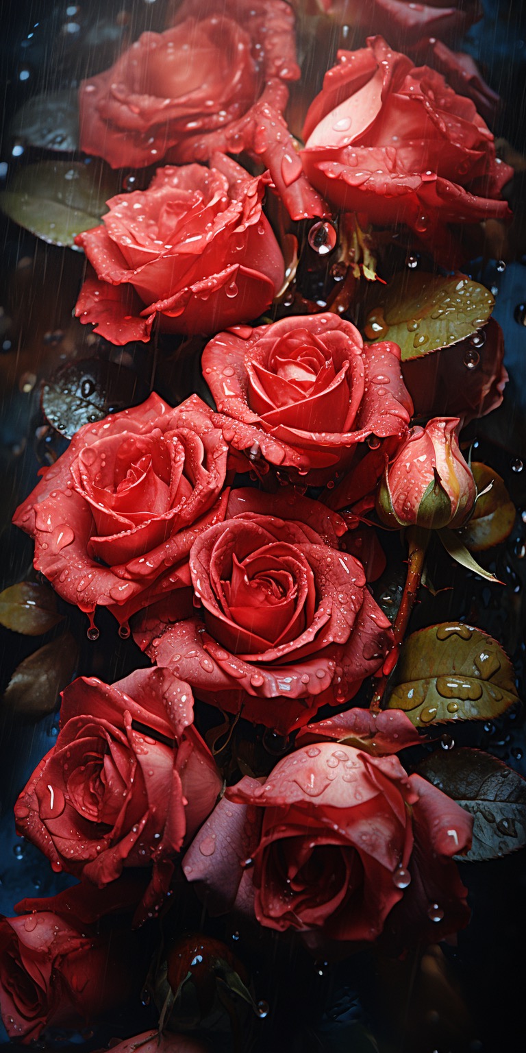 Roses on a Rainy Day iPhone Wallpaper