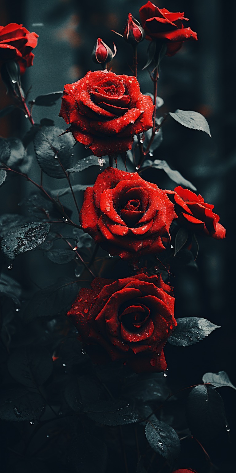 Moody Red Rose Garden iPhone Wallpaper