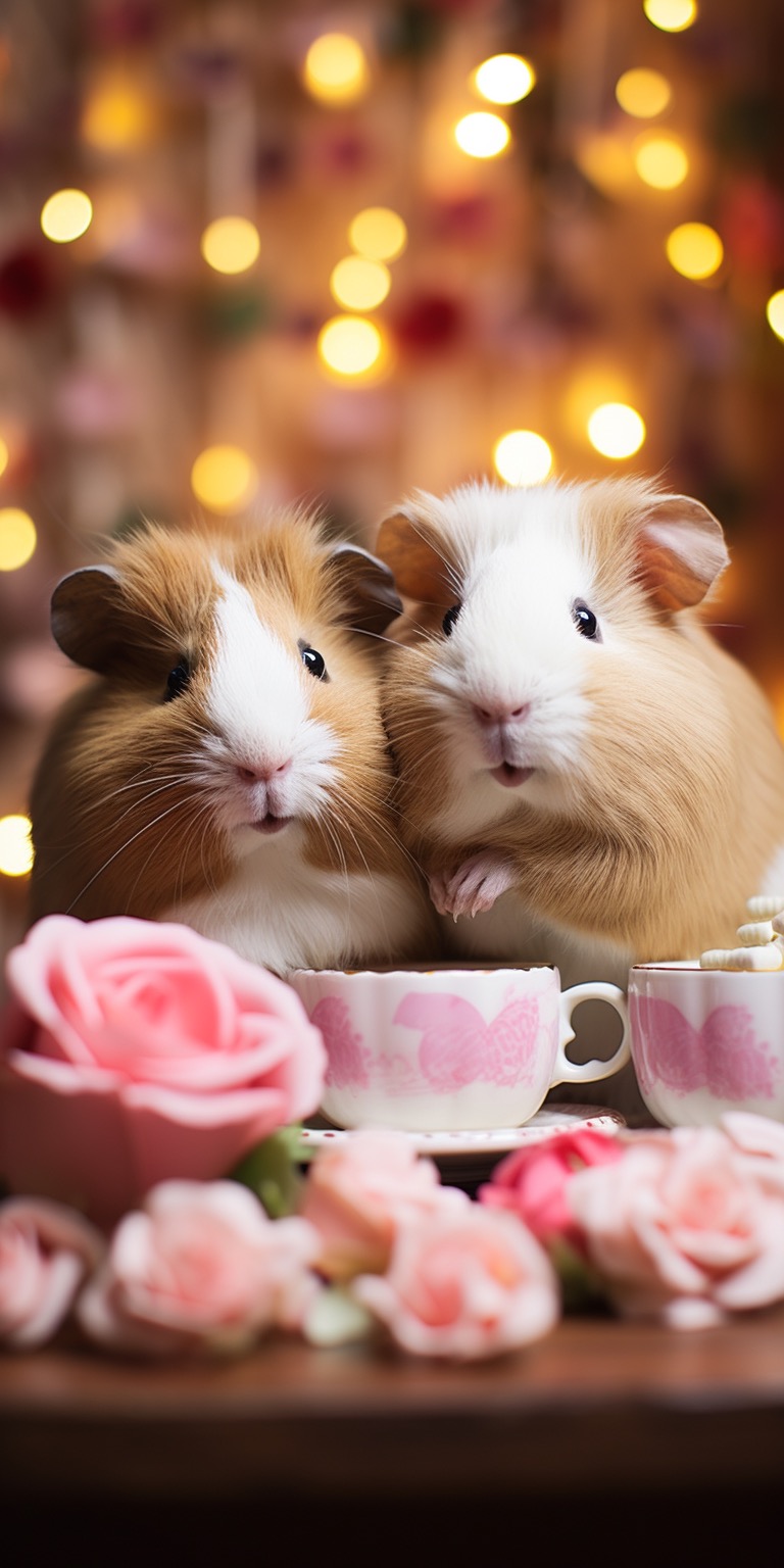 Guinea Pigs in Love Valentine’s Phone Wallpapers