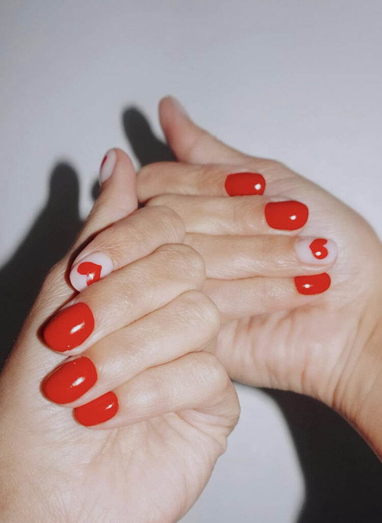 Cherry Red Simple Valentine’s Nails