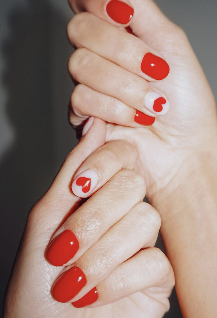 Cherry Red Simple Valentine’s Nails