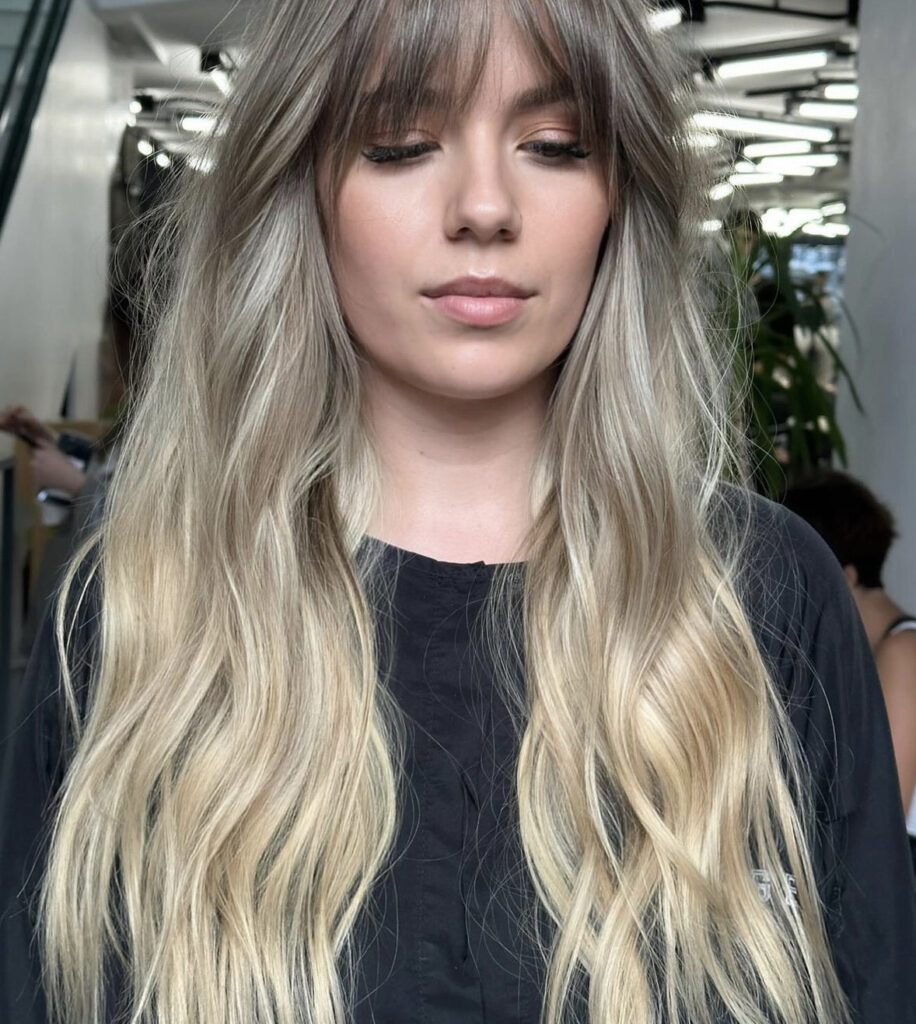 Long Ombre Hair with Blended Wispy Bangs