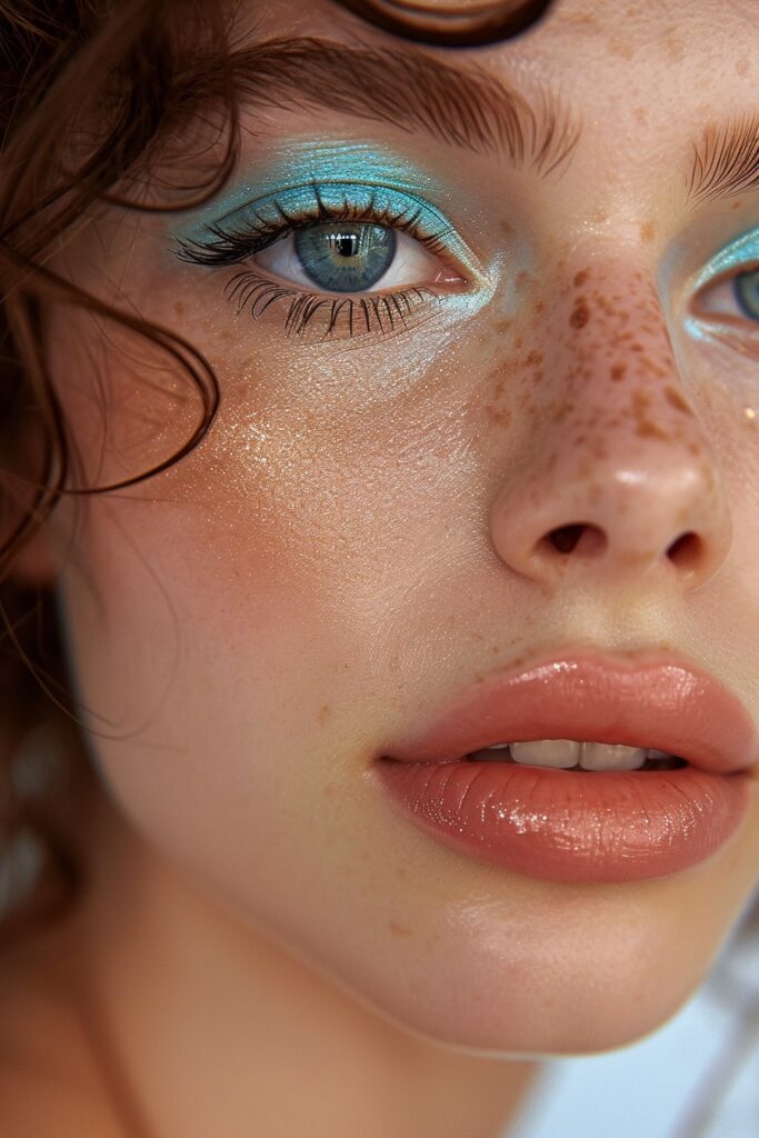 Turquoise & orange shimmer shadow beachy bronzed look