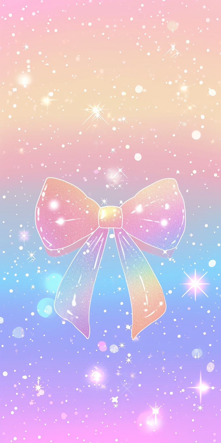 Sparkly pastel bows iPhone wallpaper