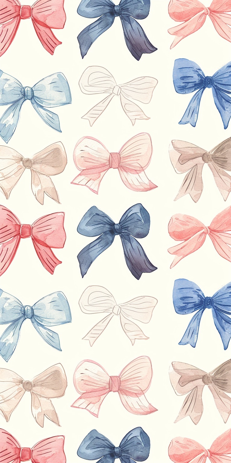 Small girly multicolor vintage bow wallpapers